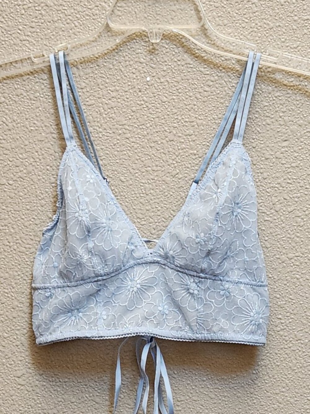 AERIE - Lace Up Corset Bra Top Bralette Light Blue - Medium - NEW NWT